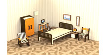 Кукольная мебель деревянная "Спальня", 13 предметов