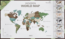 Карта мира из дерева (Multicolor, 3 уровня), 60х105 см