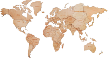 Карта мира из дерева (Natural), 60х105 см