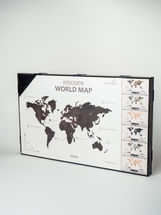 Карта мира из дерева (Black), 72х130 см