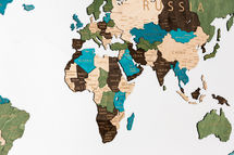 Карта мира из дерева English (Multicolor, 3 уровня), 72х130 см