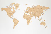 Карта мира из дерева English (Natural, 3 уровня), 100х181 см
