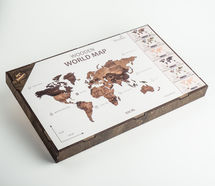 Карта мира из дерева English (Venge, 3 уровня), 100х181 см