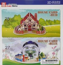 Объёмный 3D пазл "Карточные домики: красный и синий"